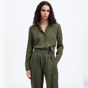 Madewell Relaxed Tie-Waist Dark Loden Jumpsuit NWT
